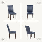Furniliving Upholstered Dining Chairs Set of 2 - PU Leather Modern Farmhouse Kitchen Chairs, High-Back Dining Room Chairs with Wooden Legs for Kitchen Dining Room Living Room.Blue