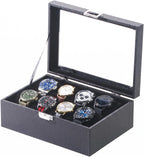 Bracelet Organizer Box,Bangle Watch Jewelry Storage Case with Glass Lid,Watch Display Tray for Girls (Black)