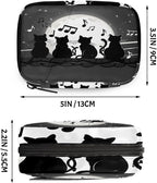 Moon Cat Music Note Pattern Pill Organizer Travel Medicine Case with Zipper Daily Vitamin Storage Bag Portable 8 Slot Weekly Pill Box Supplement Holder for Home Office Gym Travel