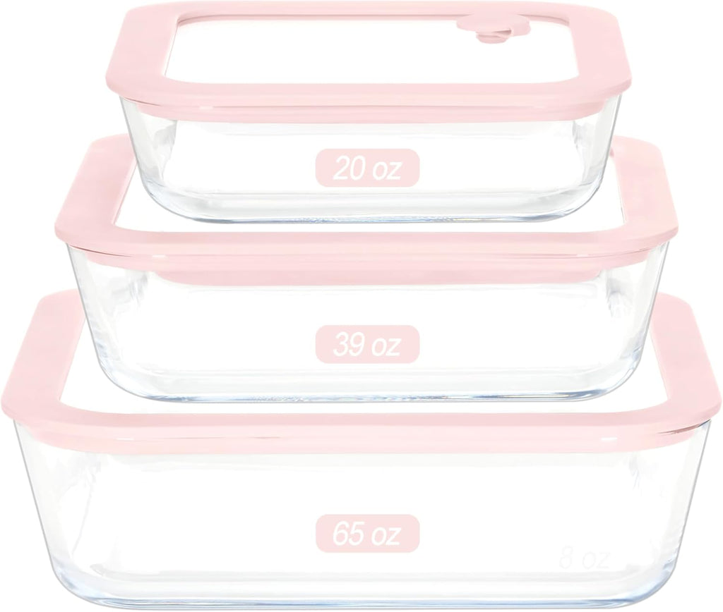 Urban Green Glass Food Container Set with Silicone Glass Lid, 3 Pack, Square Shape, Airtight, LeakProof, 100% Plastic Free, Meal Prep Food Storage Containers