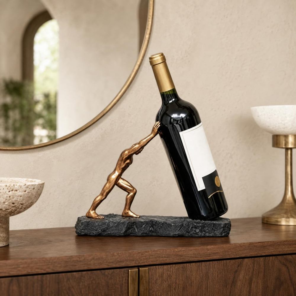 AWNR Abstract Single Wine Liquor Bottle Holder Gifts for Men, Display Shelf |...