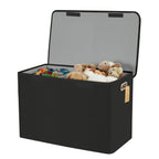 Large Toy Box with Flip-Top Lid, Collapsible Storage Organizer Bins with Dividers and Handles, Kids Bin Chest Baskets for Toys, Playroom Organizers, Nursery 25"x13" x16" (Black)