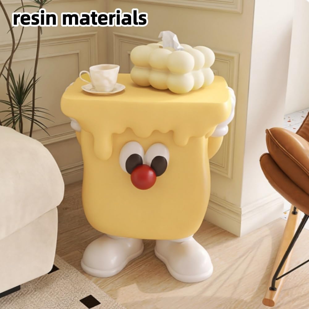 Modern Creative Resin Side Table, Cute Simple Bedside Table for Small Space, ...