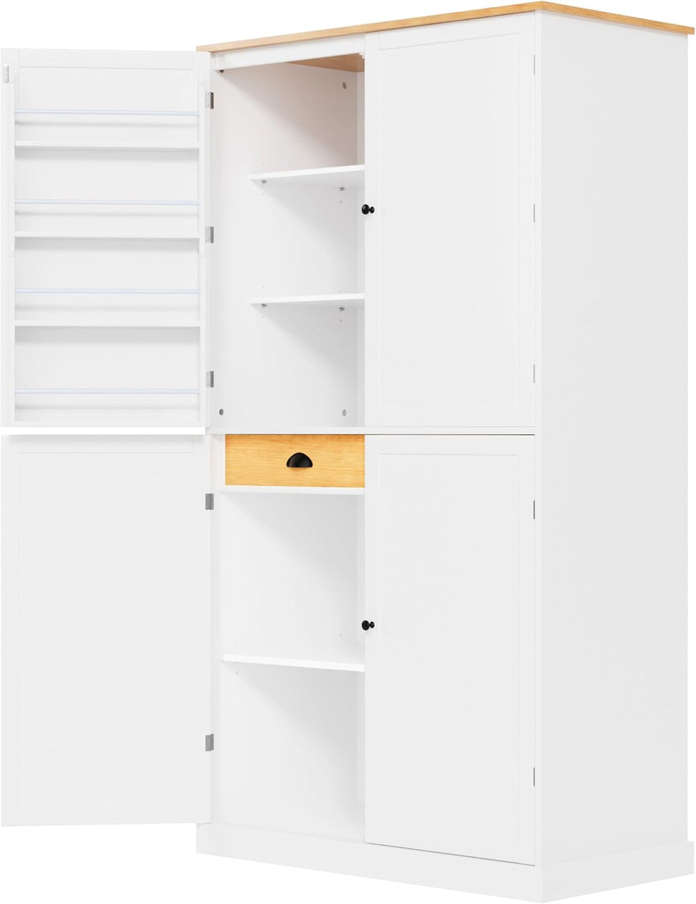 Merax 71" H Kitchen Pantry Large Cupboard Storage Cabinet with 4 Doors, ...