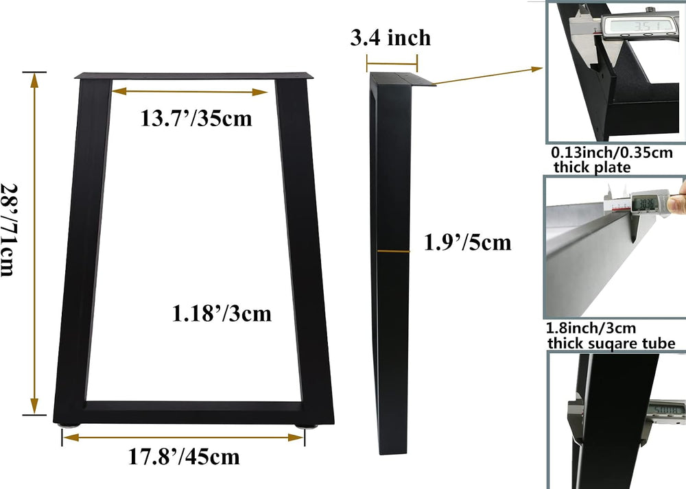 Metal Table Legs Heavy Duty Square Tube Desk Frame Modern Dining Table/Coffee...