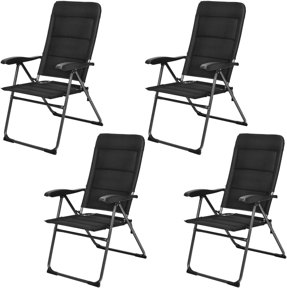 GIANTEX Set of 4 Patio Chairs, Folding Chairs with Adjustable Backrest, Outdo...