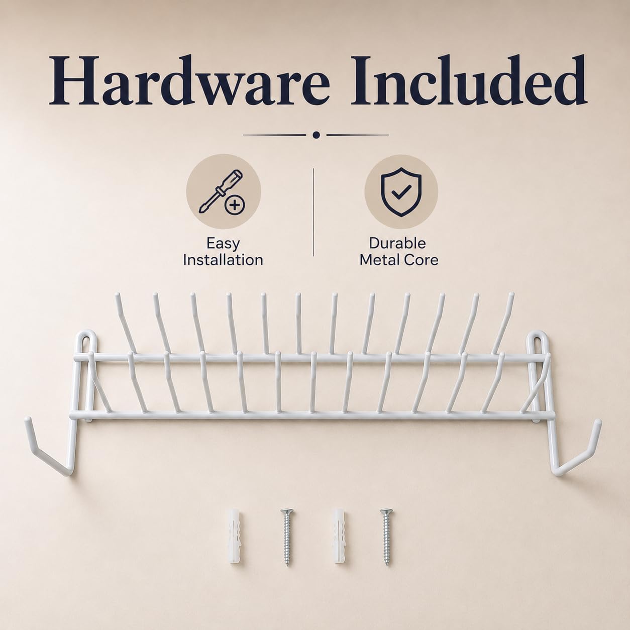 Huji Wall Mount Tie and Belt Rack Organizer, White (1 Pack)