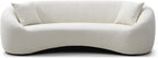 93.31” Modern Curved Sofa,Chenille & Velvet Fabric 3-Seater Couch with Solid Wood Frame,Luxury Cloud Sofa with 2 Throw Pillows,Minimalist Sofas for Living Room,Bedroom,No Assembly Required,White