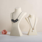 GemeShou Beige necklace storage hanger stand jewelry organizer, Velvet jewelry stand necklace holder, jewelry mannequin bust for necklaces, jewelry bust display stands【Beige-Large height 12 inch】