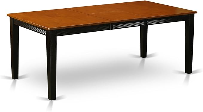 East West Furniture QUPF9-BCH-C 9 Piece Dining Table Set Includes a Rectangle Dinner Table with Butterfly Leaf and 8 Linen Fabric Dining Room Chairs, 40x78 Inch, Black & Cherry