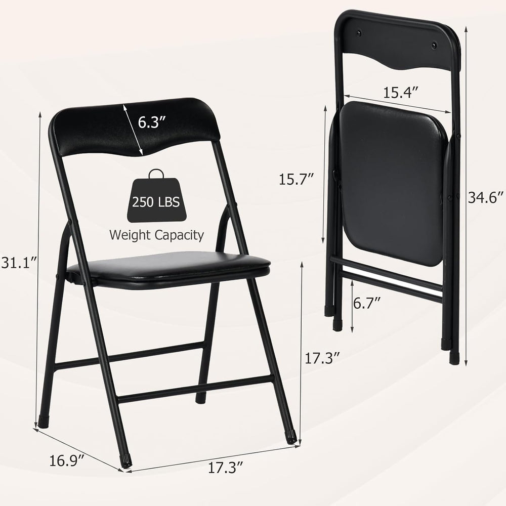 FurnitureR Folding Card Table and Chairs Set of 4, 5-Piece Foldable Dining Ta...