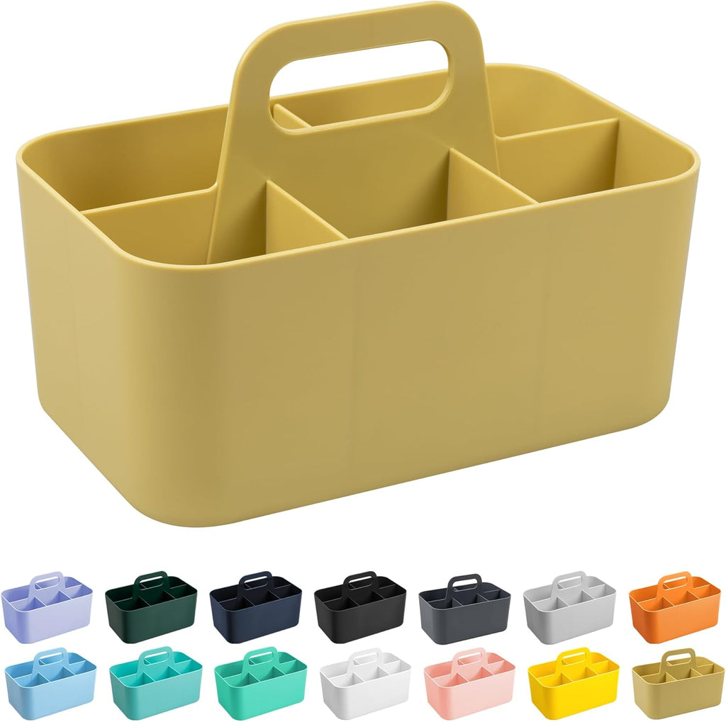 Tiawudi Multipurpose Caddy Organizer, Plastic Caddy with Handle, Stackable Desk Organizer for Stationery, Marker and Pencil, Office Supplies Organizer, Dorm Caddy