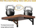 IAE Wall Mounted Folding Table with Pine Wood,24" x 14" Floating Wall Desk,Laundry Folding Table with Shelf Brackets,Fold Down Desk Shelf,Folding Workbench for Home,Dining,Laundry Room,Kitchen,Teak