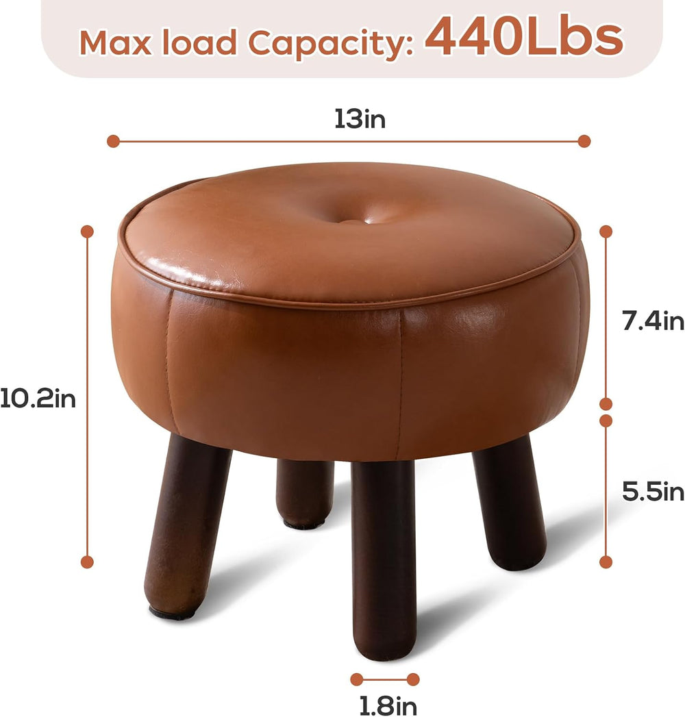 oakvivo Small Foot Stool, 13in Round Faux Leather Pouf Ottoman Foot Rest | Fo...
