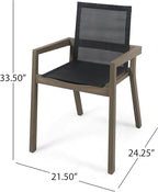 Merax Mesh Seating Solid Wood Dining Chairs Set of 2, French Country Style Accent Side Seating Furniture for Kitchen, Living Room, Textile Back,Grey