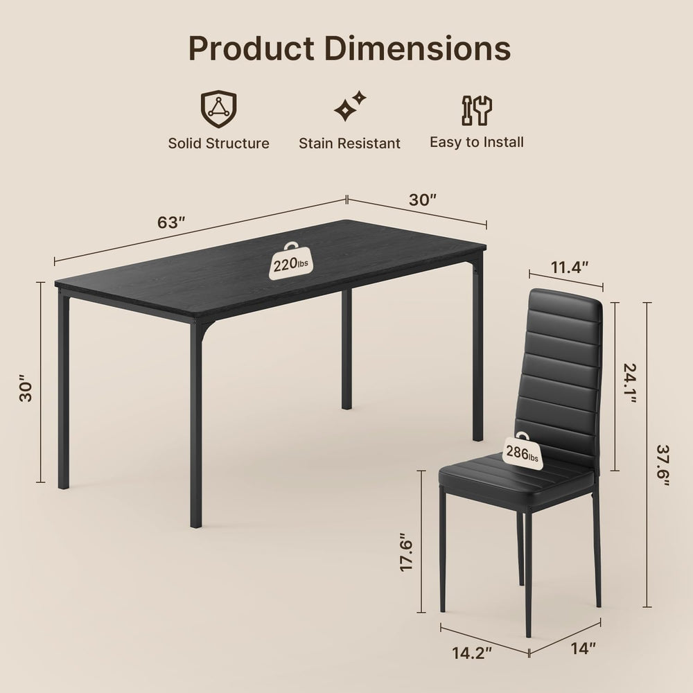 Gizoon 7-Piece Dining Table Set for 6, 63" Kitchen Table & PU Chairs...