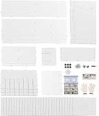Adjustable Literature Organizer, 32 Compartments Mail Sorter Organizer with 2 Drawers, PVC Desktop File Sorter, Classroom Mailbox Office Mailbox Cubbies for Office, Home, Study Room White