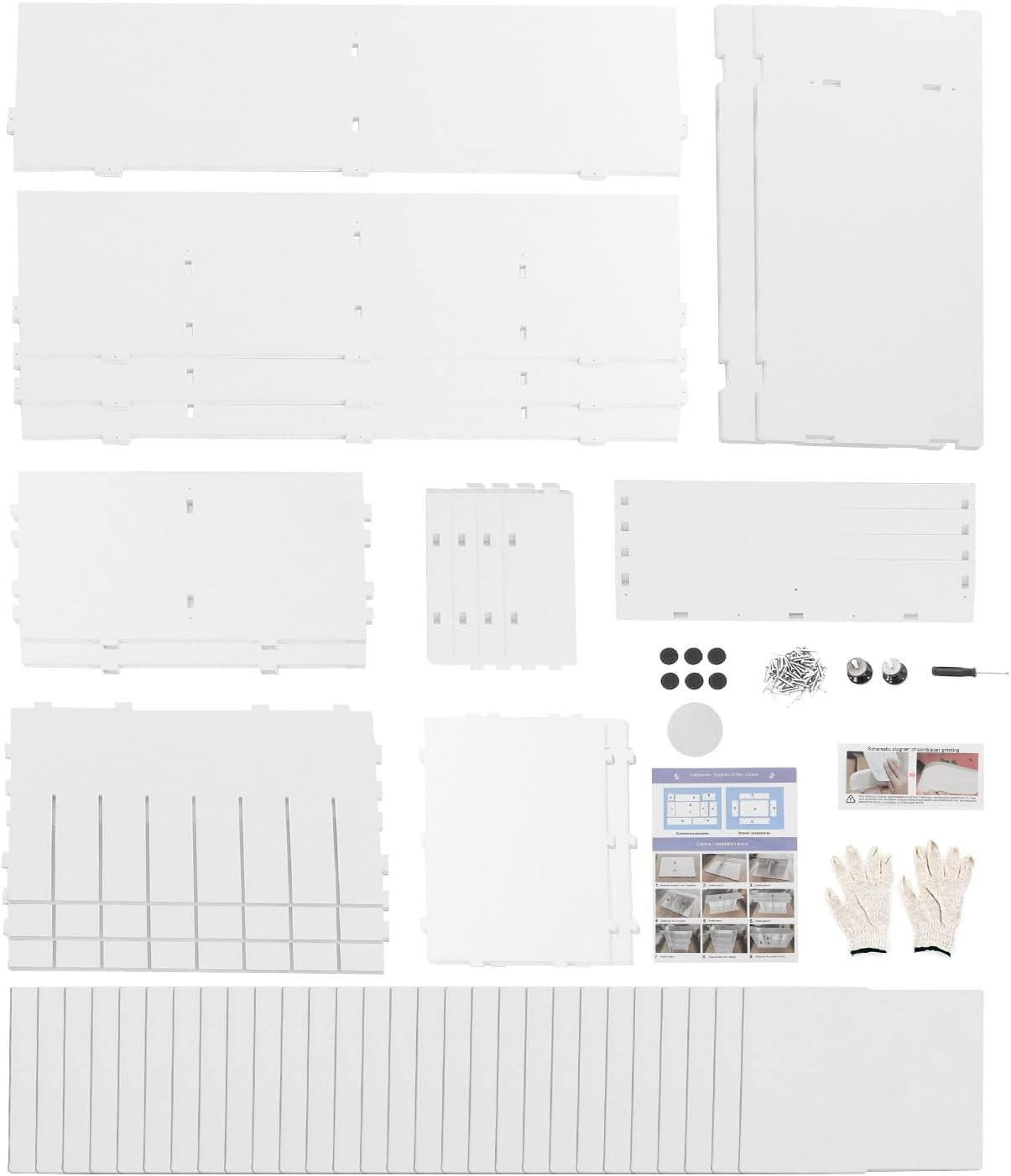 Adjustable Literature Organizer, 32 Compartments Mail Sorter Organizer with 2 Drawers, PVC Desktop File Sorter, Classroom Mailbox Office Mailbox Cubbies for Office, Home, Study Room White
