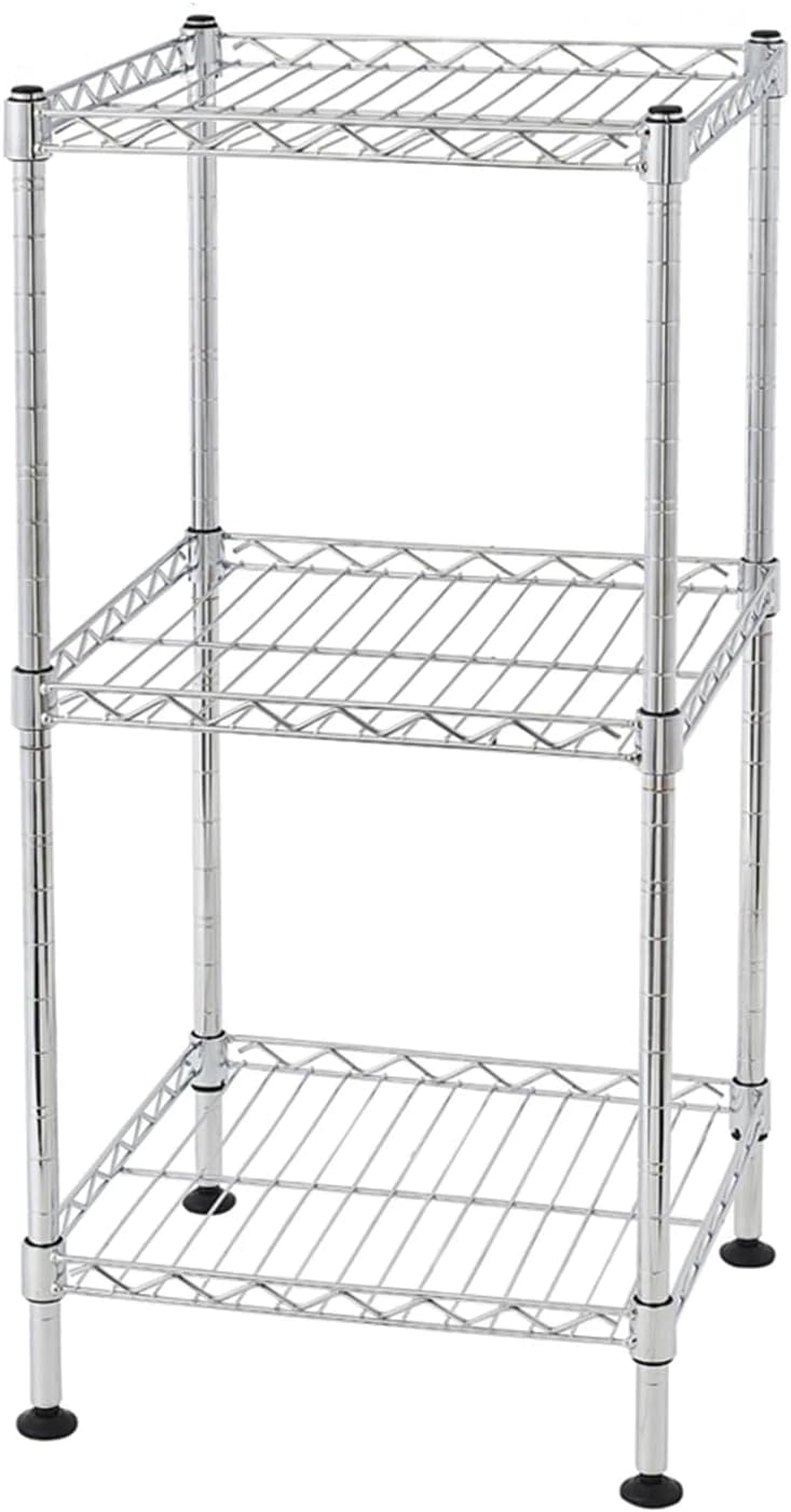 Three-Layer Kitchen Storage Rack, Floor-Standing Multi-Layer Storage Shelf, Household Bathroom Balcony Metal organizing Rack, no-Installation Adjustable Multifunctional Storage Rack