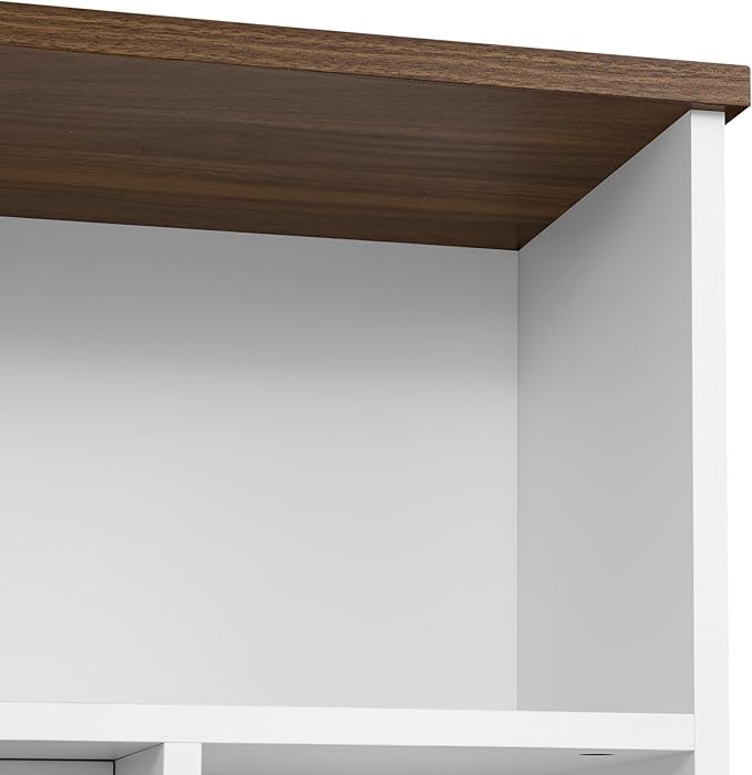 95.5" W Wall Unit Entertainment Center with Bookshelves for TVs up to 80", Modern TV Stand Media Console with Electric Fireplace Cabinets, Adjustable Shelves for Living Room (White+Walnut/F)