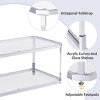 Glass Coffee Table, Clear Coffee Table with 2 Tiers, Acrylic Leg, Chrome Frame, Rectangular Center Table for Living Room (Chrome-New)