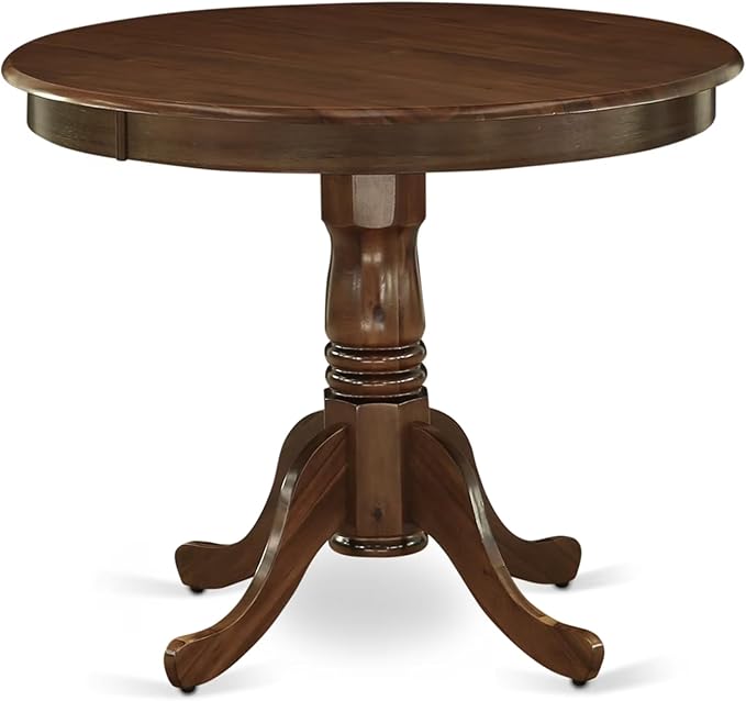 East West Furniture ANAS3-AWA-08 3 Piece Kitchen Dining Table Set contain A Modern Table and 2 Mist Beige Polyester Fabric Upholstered Dining Chairs, Antique Walnut