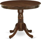 East West Furniture ANDA5-AWA-24 5 Piece Dining Table Set Consists of a Round Kitchen Table with Pedestal and 4 Polyester Fabric Padded Chairs, 36x36 Inch, Antique Walnut