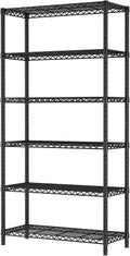 SINGAYE 6 Tier Shelf Organizer Storage Metal Shelves Garage Wire Shelving Unit Pantry Rack Shelves Bathroom Organizers and Shelf Closet Metal Kitchen 36" Dx14 Wx72 H Black