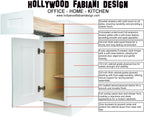 Hollywood Fabiani Design Sink Base Kitchen Cabinet 33 in. W x 24 in. D x 34-1/2 in. H, Shaker White - Solid Wood Frame, 1/2-Inch Cabinet-Grade Plywood Box, Soft-Close Doors, Ready to Assemble