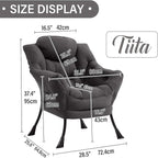 Tiita Lazy Chair, Modern Large Accent Lounge Armchair, Comfy Leisure Sofa Reading Chair with Footrest for Bedroom, Living Room, Dorm Rooms, Garden and Courtyard, Dark Grey