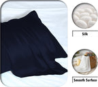 Mulberry Silk Pillowcase for Hair and Skin Pillow Case with Hidden Zipper Soft Breathable Smooth Cooling Silk Pillow Covers for Sleeping (Navy Blue, King（20"X 36"）)