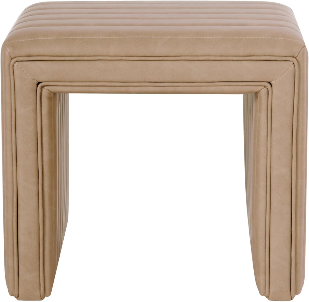 HomePop Modern Channel Tufted Faux Leather Ottoman|Homepop Home Décor|Ottoman...