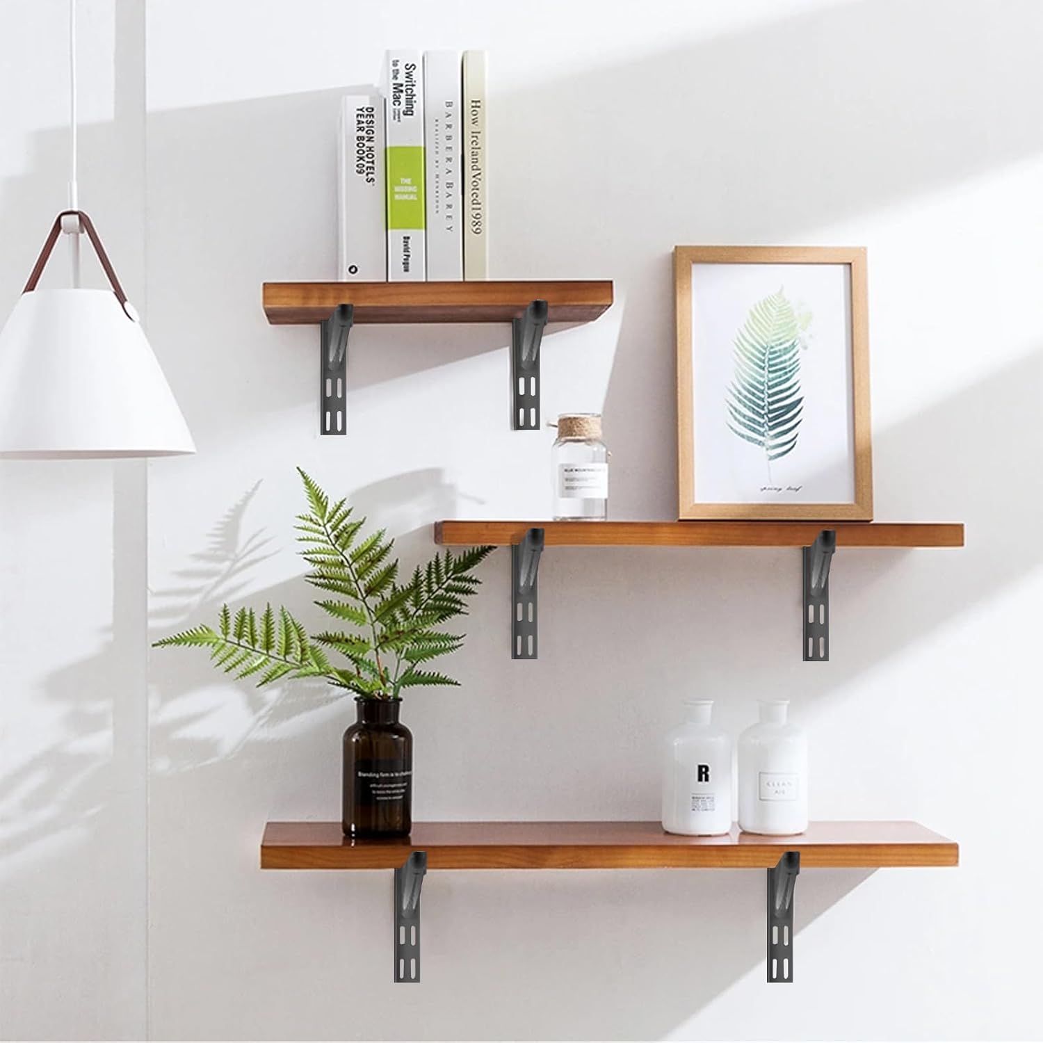 10 Pack 11.5‑Inch Adjustable Wire Shelf Brackets – Heavy‑Duty Double‑Track Closet & Wall Shelving System Supports（Black）