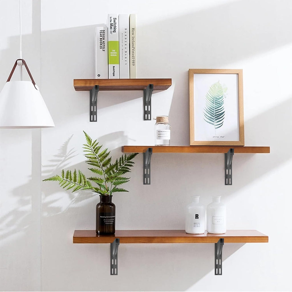 10 Pack 7‑Inch Adjustable Wire Shelf Brackets – Heavy‑Duty Double‑Track Closet & Wall Shelving System Supports（Black）