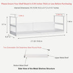 Expandable Under Cabinet Shelf Organizer with 0.94-Inch Thick Clips, Heavy Duty Extendable Under Shelf Storage Basket for Pantry or Laundry Room, White, 2 Pack, Interior: 5.7" H x 7.2" D