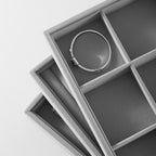 Velvet Stackable Jewelry Display Tray, 12 Grid Watch Bangle Bracelet Storage Tray, Makeup Drawer Insert Jewelry Shop Organizer Plate (Gray)
