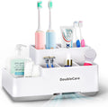 Toothbrush Holder with Anti-Slip, Bathroom Organizer Countertop Detachable for Easy Cleaning, Multifunctional Storage, Bathroom Caddy for Toothpaste, Shaver,Great for Home, Vanity Organizer, Office