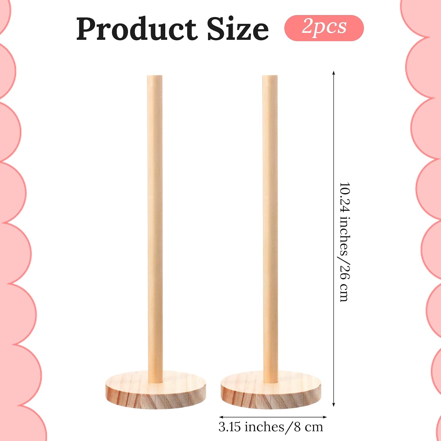 2 Pcs Scrunchie Holder Stand Hair Tie Organizer Vertical 15-20 Scrunchies Hairs Accessories Organizer Display Scrunchy Wood Hair Tie Holder Storage for Women Bathroom Bedroom Decor