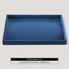 Velvet Jewelry Display Tray For Bracelet Pendant Necklace, Multi-Slot Stackable Storage Tray For Long Chain Jewelries, Drawer Insert Jewelry Organizer (Blue)