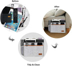 Bedside Caddy, Felt Bed Storage Organizer Hanging Bag Holder with 5 Pockets, Magazine Book Phone Tablet iPad Cables Remote and Water Bottle Holder for Home Dorm Bed Sofa, Light Gray