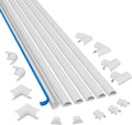 D-Line Small Cord Cover Kit, 30ft Self-Adhesive Wire Hider, Half Round Cord Covers, Paintable Cable Management - 6X 5ft Channels and 13 Accessories
