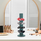 Velvet Vertical Tower Scrunchie Holder Stand Hair Tie Organizer Headband Storage Rack for Jewelry Watches Green Design for Bedroom and Store Display
