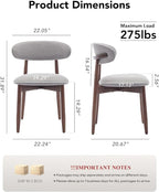 Dining Room Chairs Set of 4, Upholstered Farmhouse Dining Chairs, Modern Fabric Kitchen Chairs with Solid Wood Leg,Light Grey