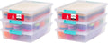 IRIS USA 6 Qt. Craft Storage Bins with Lids, 6-Pack, |Made in USA|, Clip Box, Small Plastic Sensory Bin Tote Organizer Containers for Art Supplies, Paper, & Office, Stackable - Clear/Seafoam Blue