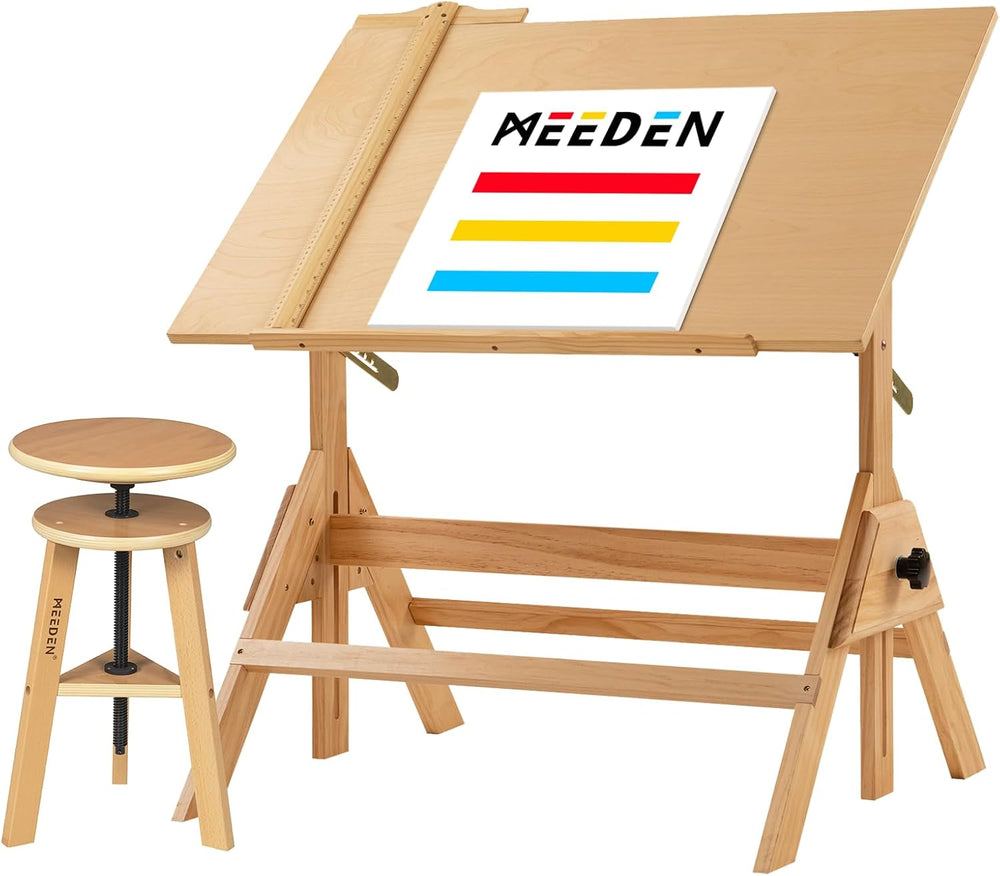 MEEDEN Wood Drafting Table & Stool: 35.5" x 23.5" Art Desk and ...