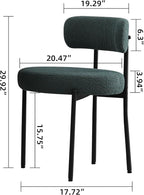 DYHOME Green Dining Chairs Set of 6, Mid-Century Modern Dining Chairs, Kitchen Dining Room Chairs, Curved Backrest Round Upholstered Boucle Sherpa Dining Chair with Black Metal Legs