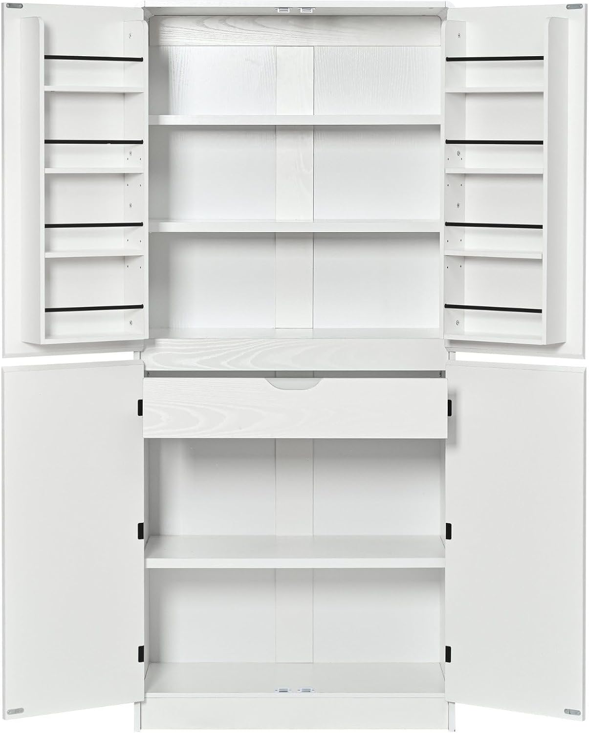 72" Tall Kitchen Pantry Cabinet, Storage Cabinet with 8 Door Shelves, Hidden Drawer, 3 Adjustable Shelves, Farmhouse Kitchen Cabinet for Dining Room, Bathroom, Living Room