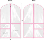 Clear Garment Bags for Dance Costumes, 40” Dance Garment Bags for Dancers, Kids Garment Bag for Dance Competitions with 3 Zipper Pockets, Garment Bags for Hanging Clothes, 6 Pack, Pink