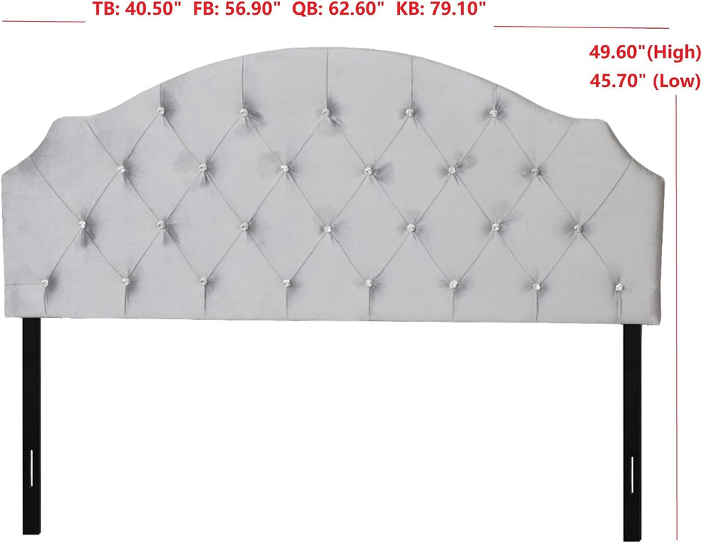 HOME DESIGN Evelina King Diamond Tufted Velvet Headboard, Pink