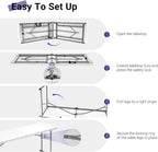 Byliable Folding Table 6FT Narrow Portable Foldable Plastic Heavy Duty Long Table, Fold-in-Half with Carrying Handle for Indoor Outdoor Meeting, Buffet, Party, Wedding, Home Work, 6 Foot, White